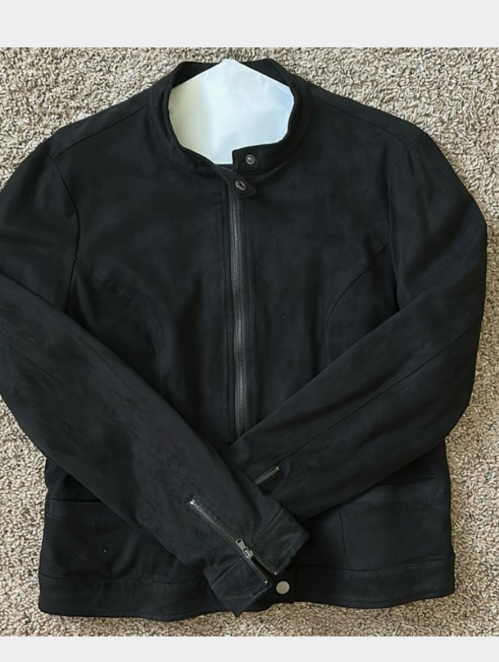 CoffeeShop Black Women's Bomber Jacket with Zip Front and Snap Collar